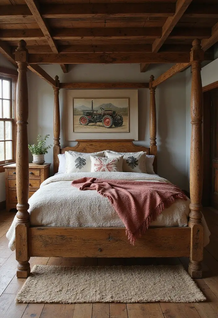 25 Tractor Bedroom Ideas for Little Boys Who Love Wheels - 1. Rustic Wooden Bed Frame