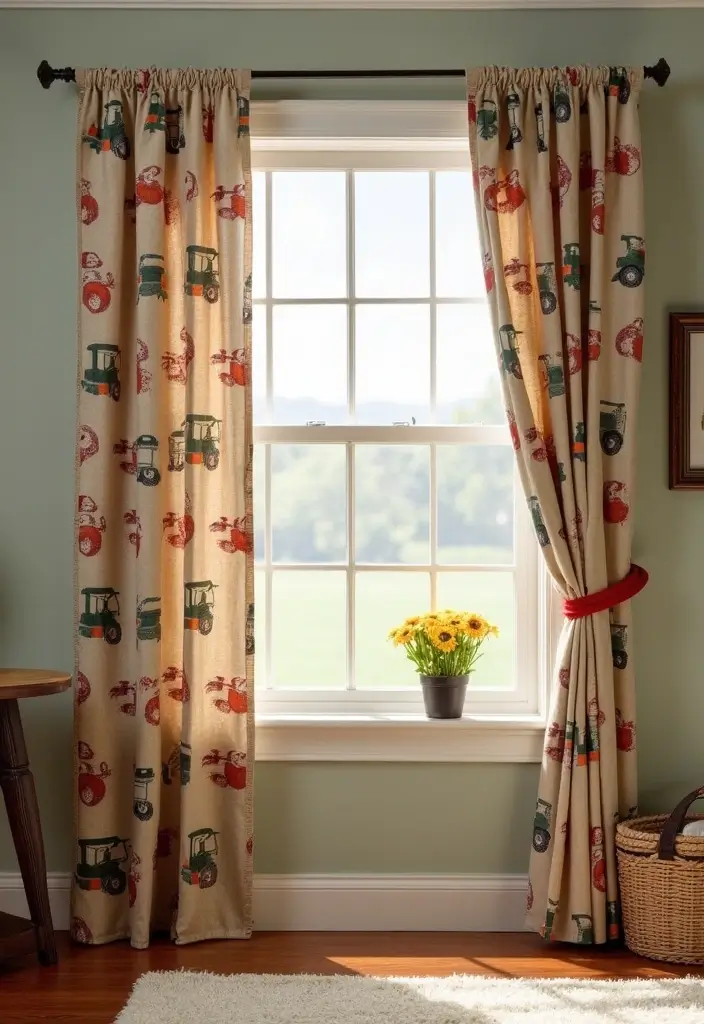 25 Tractor Bedroom Ideas for Little Boys Who Love Wheels - 10. Farm-Themed Curtains