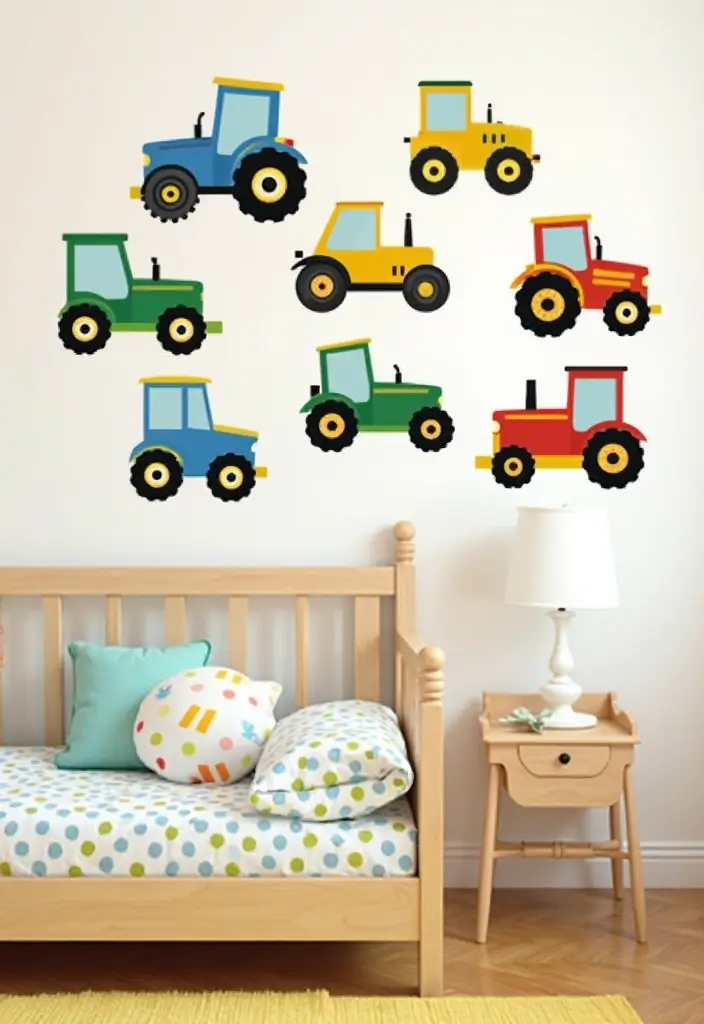 25 Tractor Bedroom Ideas for Little Boys Who Love Wheels - 12. DIY Tractor Wall Decals