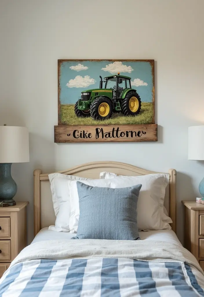 25 Tractor Bedroom Ideas for Little Boys Who Love Wheels - 14. Personalized Tractor Name Sign