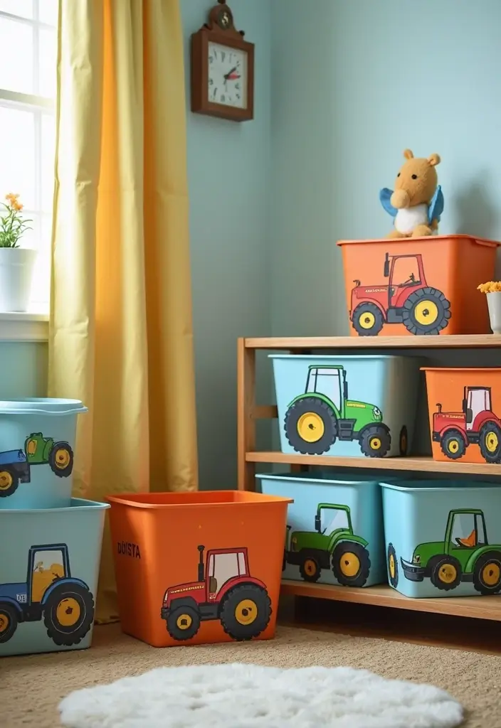 25 Tractor Bedroom Ideas for Little Boys Who Love Wheels - 15. Tractor Storage Bins