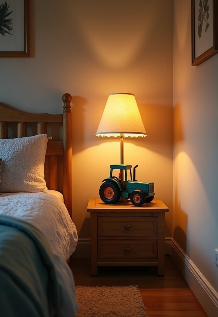 25 Tractor Bedroom Ideas for Little Boys Who Love Wheels - 17. Tractor-Themed Floor Lamps