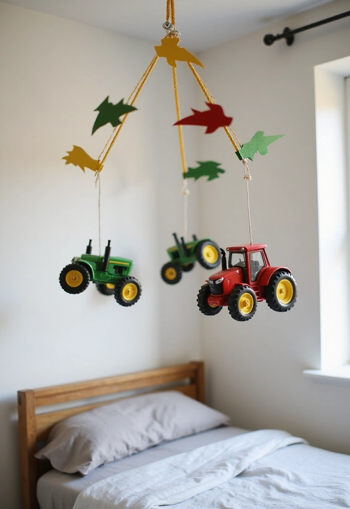 25 Tractor Bedroom Ideas for Little Boys Who Love Wheels - 19. Tractor-Themed Mobile