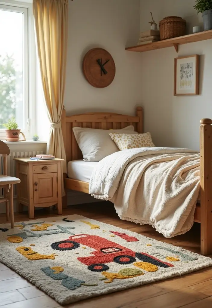 25 Tractor Bedroom Ideas for Little Boys Who Love Wheels - 6. Tractor-Themed Rug
