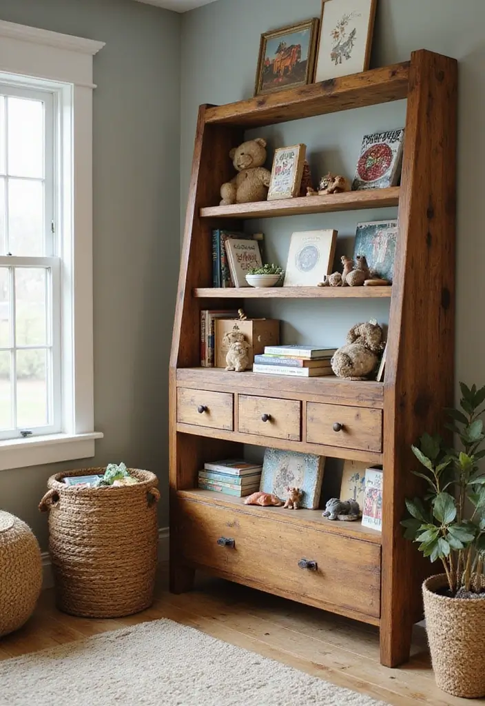 25 Tractor Bedroom Ideas for Little Boys Who Love Wheels - 7. Rustic Shelving
